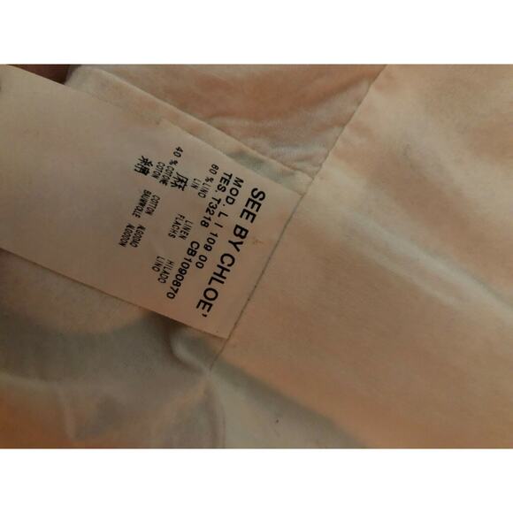 See by Chloe Cream Military Style Jacket Linen Cotton Blend Long Sleeve Jacket 8 - Picture 12 of 12
